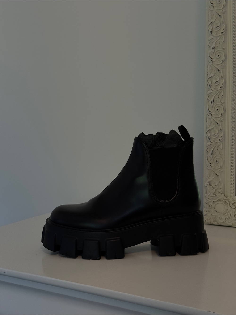 Prada Black Chunky Chelsea Ankle Boot